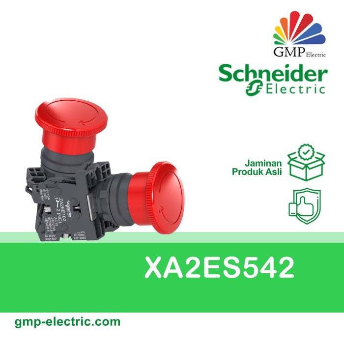 Push Button Switch Schneider XA2ES542 22 mm Plastic Mushroom Push Lock Turn to Release Red 1NC