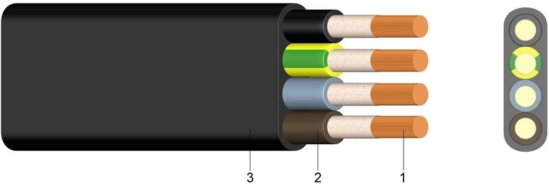 Kabel Flat Delta H07VVH6-F 4x2,5 mm Black