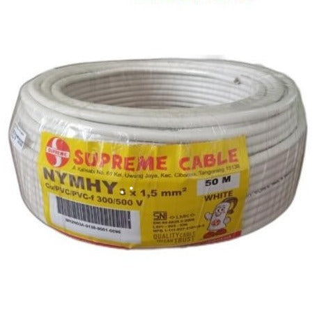 Kabel Serabut Multicore (Color) Supreme NYMHY 4x1,5 mm @100 mtr White 300/500V