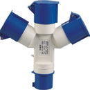 Industrial Plug & Socket CEE Panel Mounting 3x16A Blue/White IP44