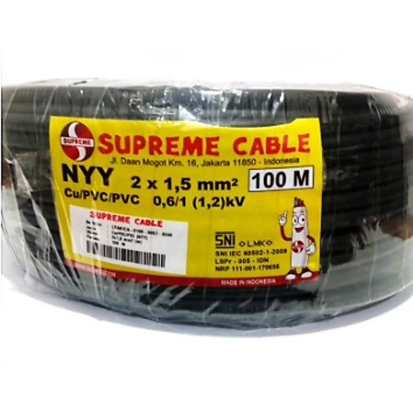 Kabel Power Supreme NYY 2x1,5 mm @100 mtr Black 0.6/1KV