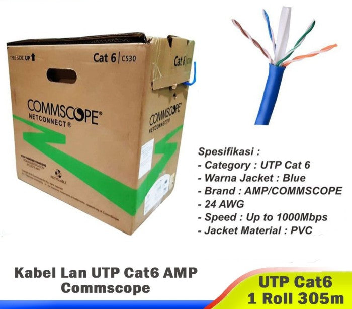 Kabel Data AMP UTP CAT 6E Blue Commscope