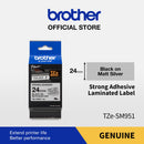 Label Tape Cassete Brother TZE-SM951 24 mm  Black on Matte Silver (Strong Adhesive)