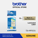 Label Tape Cassete Brother TZE-MPGG31 12 mm Black on Gold Geomteric Pattern (4 Meter)