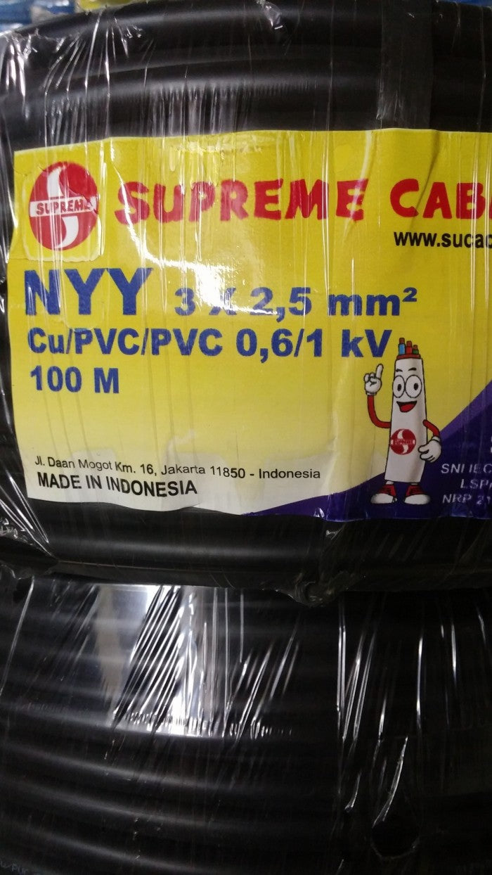 Kabel Power Supreme NYY 3x2,5 mm @100 mtr Black 0.6/1KV