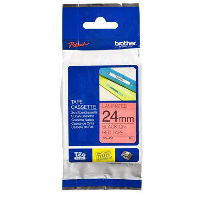 Label Tape Cassete Brother TZE-451 24 mm Black on Red