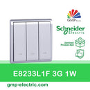 Saklar Triple Schneider PIENO E8233L1F 3G 1W Lavender Silver