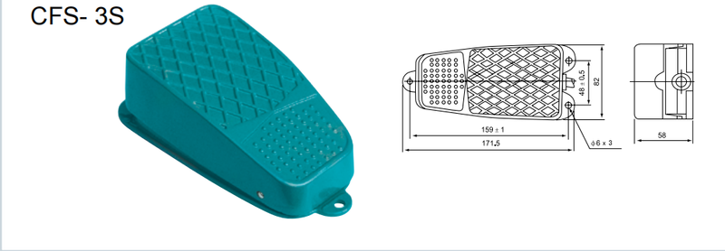 Foot Switch Aluminium Saiko CFS-3S 250V 15A @1Mtr 1a1b