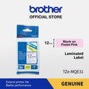 Label Tape Cassete Brother TZE-MQE31 12 mm Black on Pastel Pink (4 Meter)