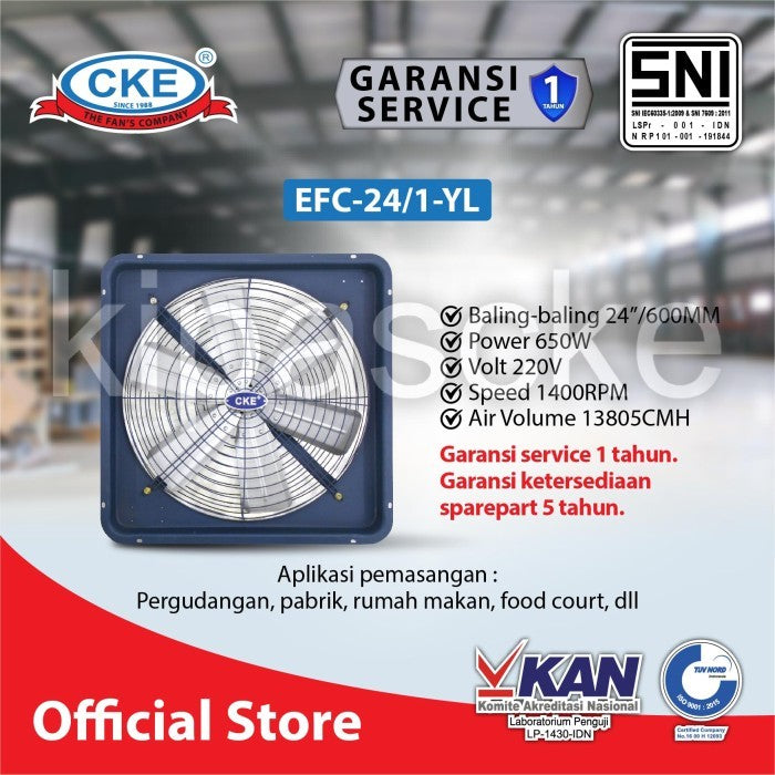 Industrial Exhaust Fan CKE EFC24/1 24" 1P 220VAC
