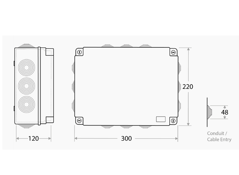 Duradus PVC BOSS 300(W)x220(H)x120(D) mm Persegi White + Gland