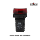 Buzzer DV Round, w/ Lamp 22 mm Red 220V