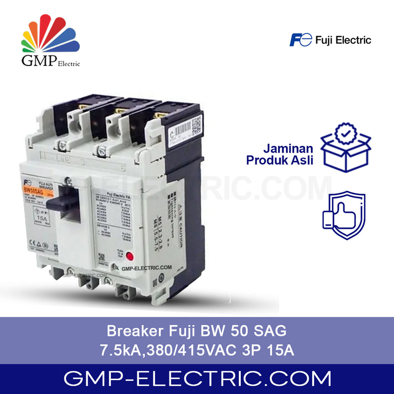 Breaker Fuji BW 50 SAG 7.5kA,380/415VAC 3P 15A / BW50SAG