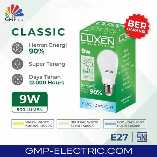 Lampu LED Bulb Luxen Classic 9W CDL 150-240V 100LM/W 6500K