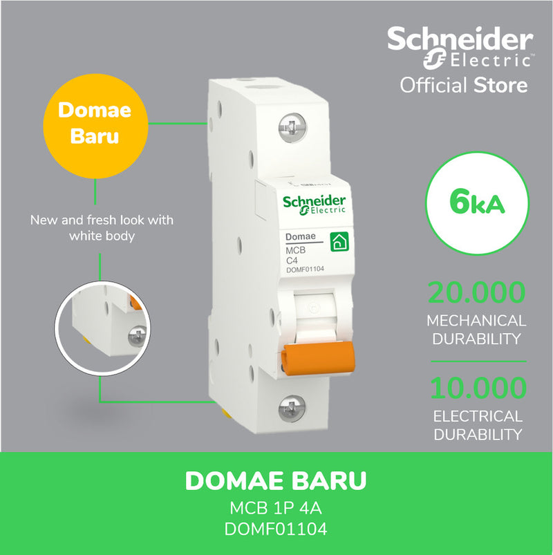 MCB Schneider Domae 1P 4A 6kA DOMF01104