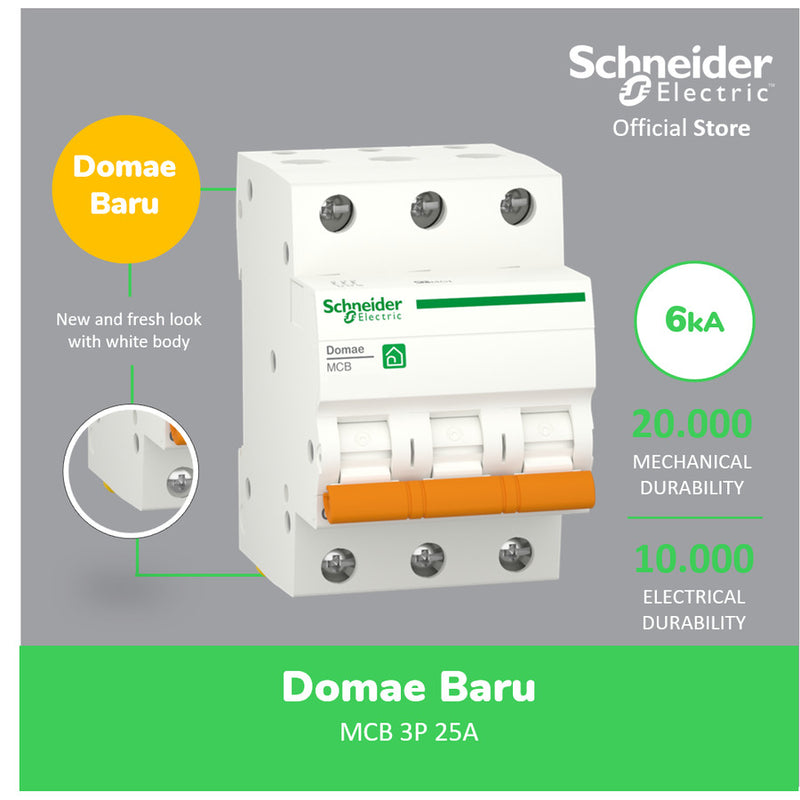 MCB Schneider Domae 3P 25A 6kA  DOMF01325