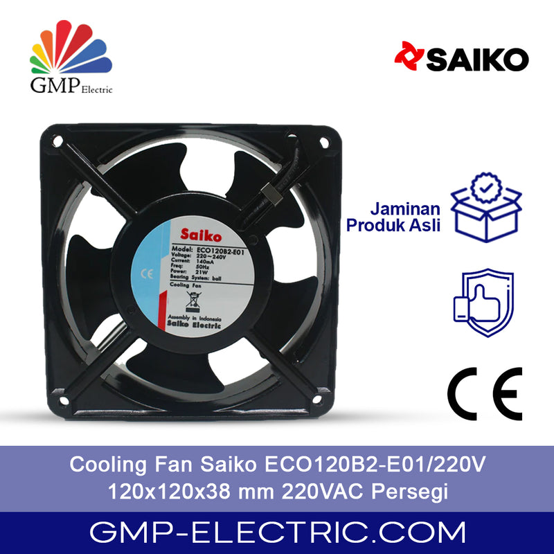 Cooling Fan Saiko ECO120B2-E01/220V 120x120x38 mm 220VAC Persegi