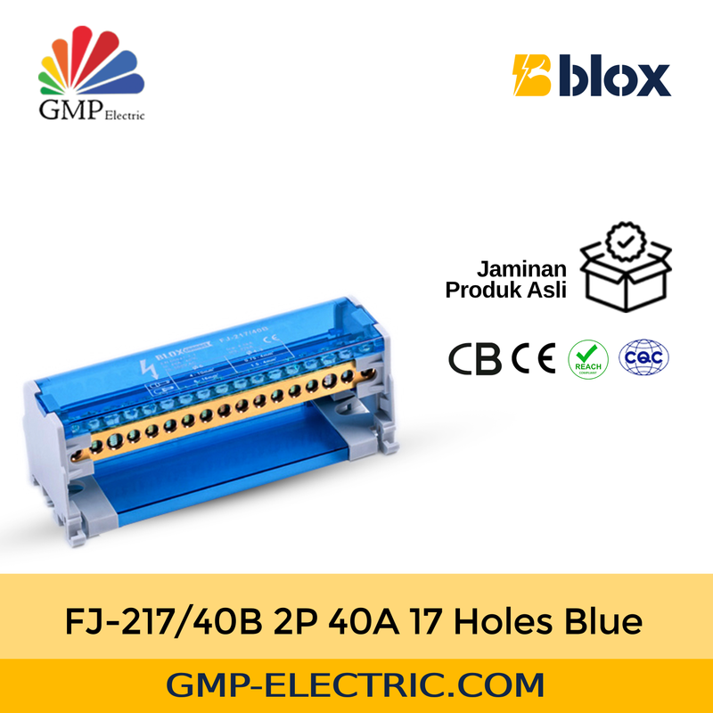 Power Distribution Block Blox FJ-217/40B 2P 40A 17 Holes Blue