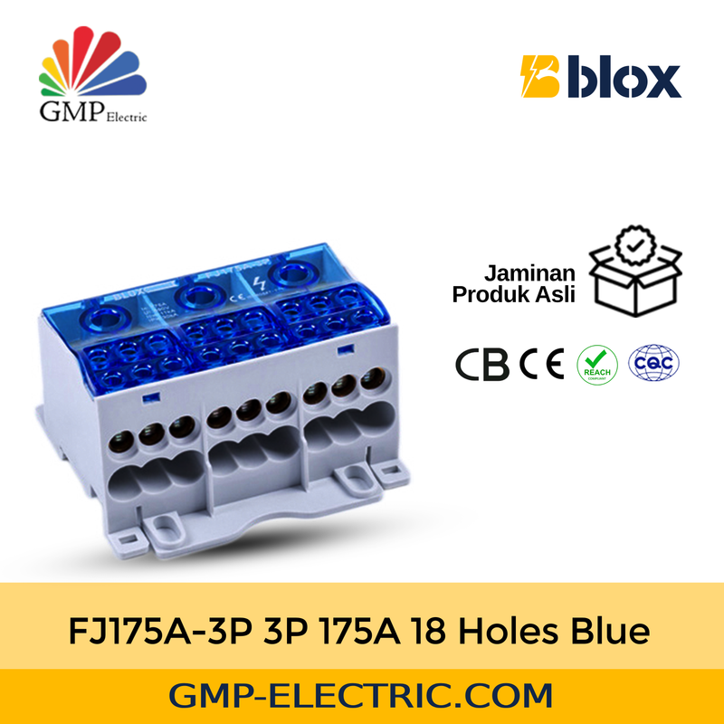 Power Distribution Block Blox FJ175A-3P 3P 175A 18 Holes Blue