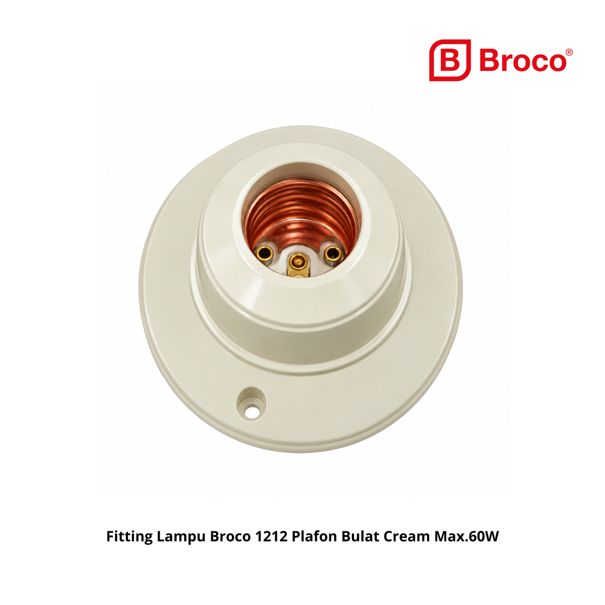 Fitting Lampu Broco 1212 Plafon Bulat Cream Max.60W