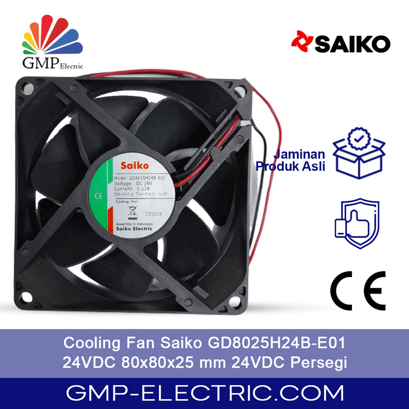 Cooling Fan Saiko GD8025H24B-E01/24VDC 80x80x25 mm 24VDC Persegi