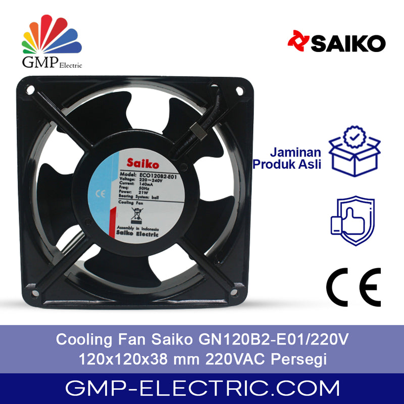 Cooling Fan Saiko GN120B2-E01/220V 120x120x38 mm 220VAC Persegi