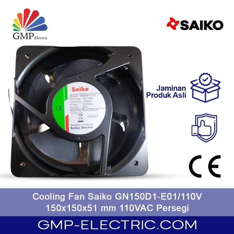 Cooling Fan Saiko GN150D1-E01/110V 150x150x51 mm 110VAC Persegi