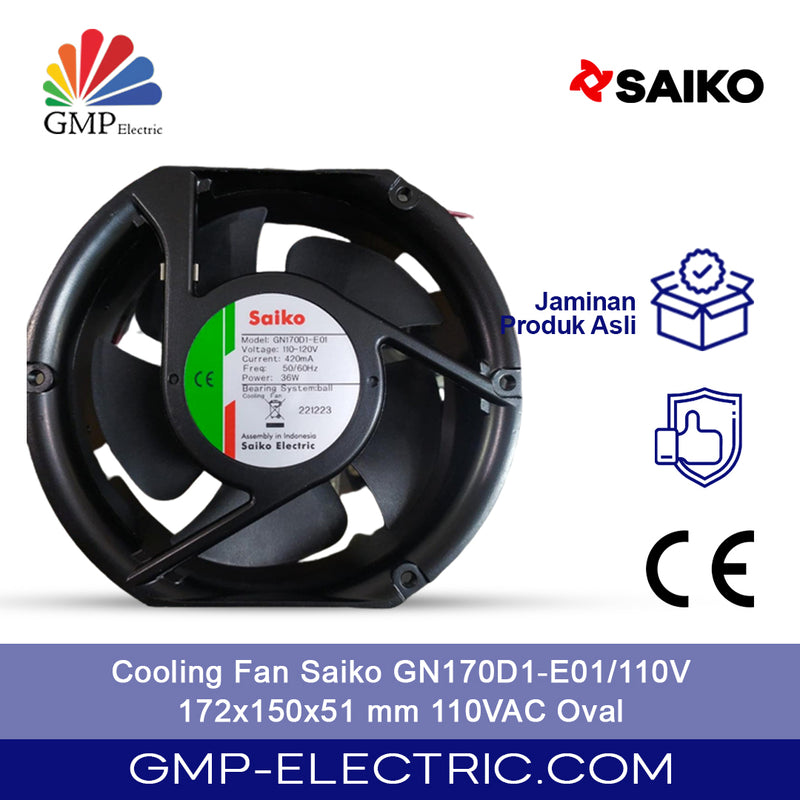 Cooling Fan Saiko GN170D1-E01/110V 172x150x51 mm 110VAC Oval