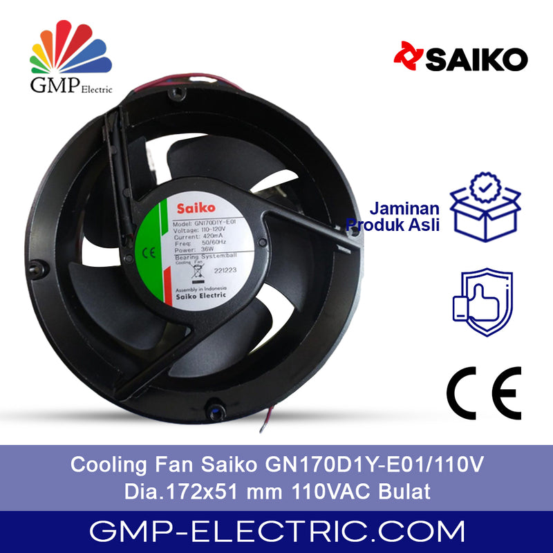 Cooling Fan Saiko GN170D1Y-E01/110V Dia.172x51 mm 110VAC Bulat