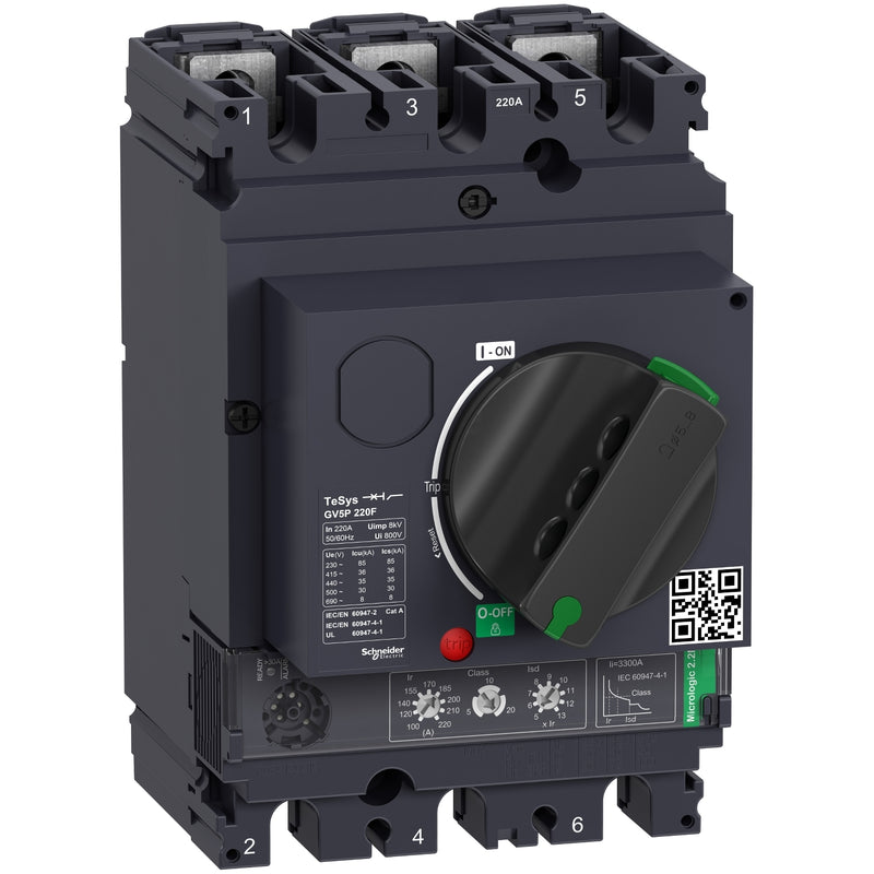 Schneider GV5P150F – GV5P220H – Motor Circuit Breaker TeSys Giga GV5 70–220A 55–110kW | Proteksi Thermal Magnetic Motor 3-Phase | GV5P150F / GV5P150H / GV5P220F / GV5P220H
