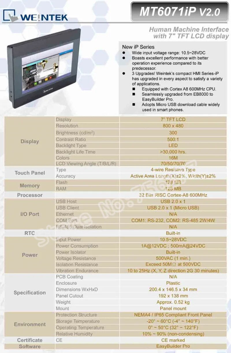 HMI Weintek Model MT6071iP