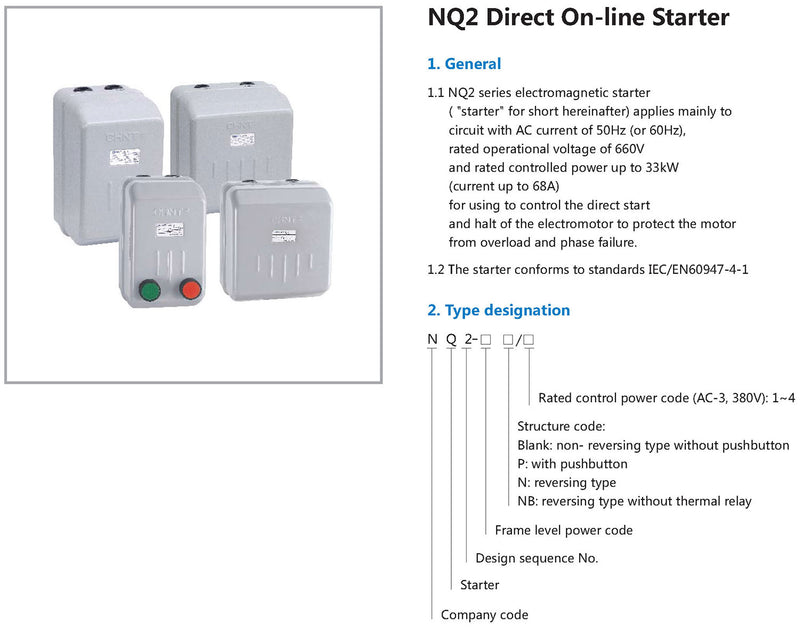 Dol Stater Chint NQ2-15P/1 3P (5.5-8A) 220V