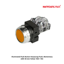 Illuminated Push Button Hanyoung Flush, Momentary 220V 30 mm Yellow 1NO+ 1NC