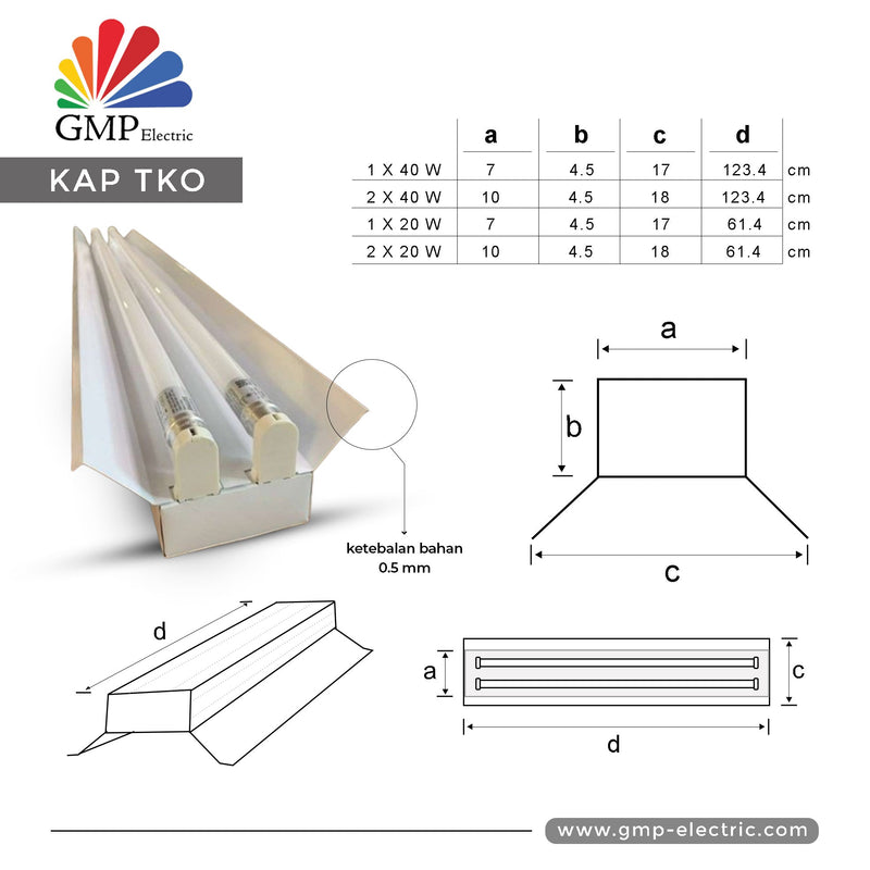 Kap Lampu NB TKO 2x20W (Kosong)