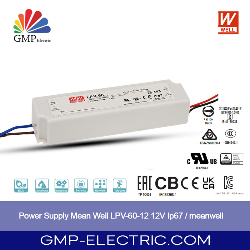 Power Supply Mean Well LPV-60-12 12V 60W IP67