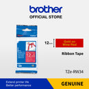 Label Tape Cassete Brother TZE-RW34 12 mm Gold on Red Ribbon Tape (4 Meter)
