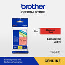 Label Tape Cassete Brother TZE-421 9 mm Black on Red