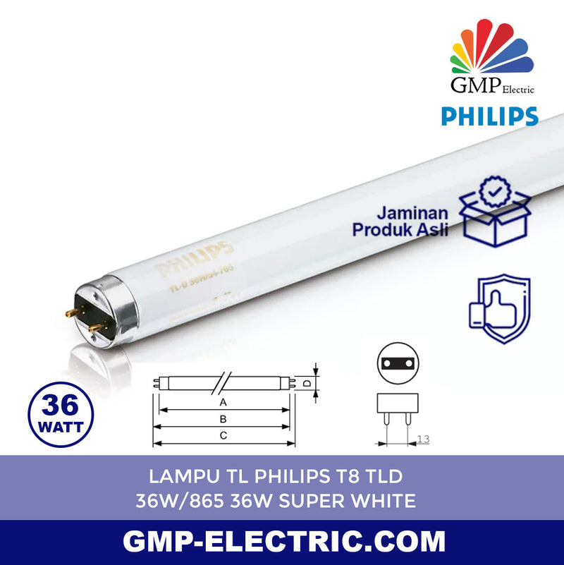 Lampu TL Philips T8 TLD 36W/865 36W Super White