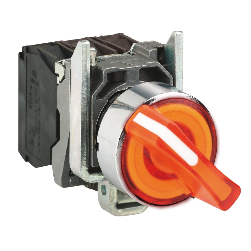 Schneider Harmony XB4 Selector Switch Iluminasi 2 Posisi Metal Protected LED | XB4BK123B5 / XB4BK124B5 / XB4BK125B5 / XB4BK123G5 / XB4BK125G5 / XB4BK123M5 / XB4BK124M5 / XB4BK125M5
