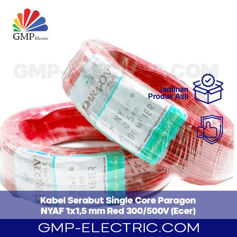 Kabel Serabut Single Core Paragon NYAF 1x1,5 mm Red 300/500V (Ecer)