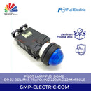 Pilot Lamp Fuji Dome DR 22 DOL M4S Trafo, Inc 220VAC 22 mm Blue