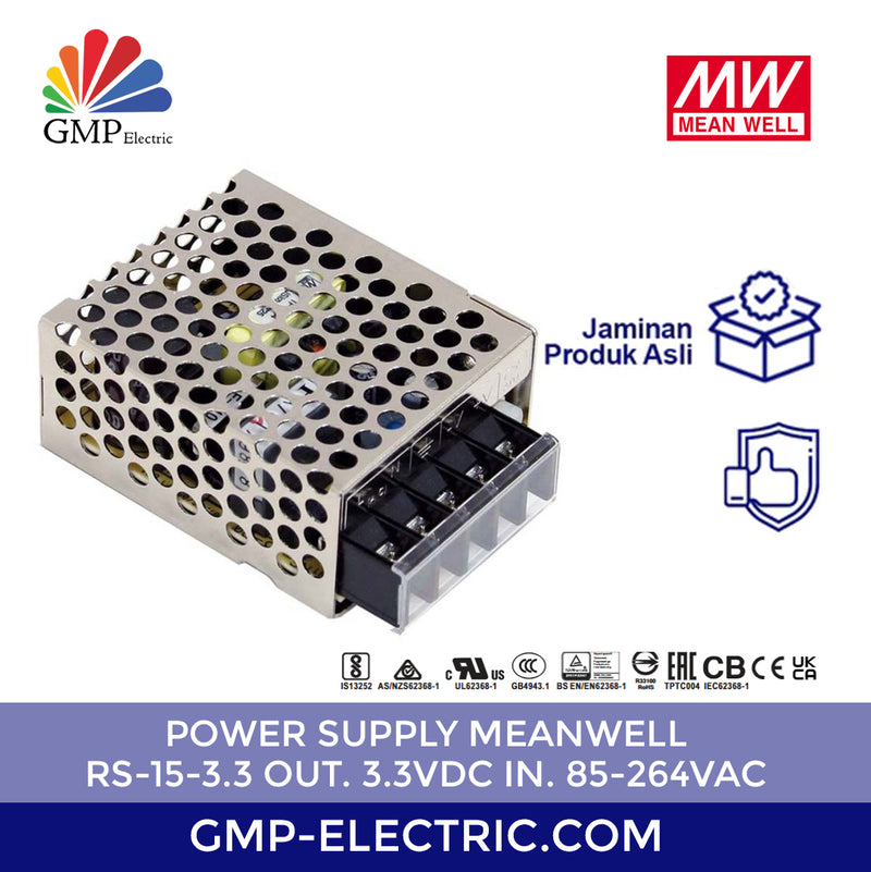Power Supply MeanWell RS-15-3.3 Out. 3.3VDC In. 85-264VAC