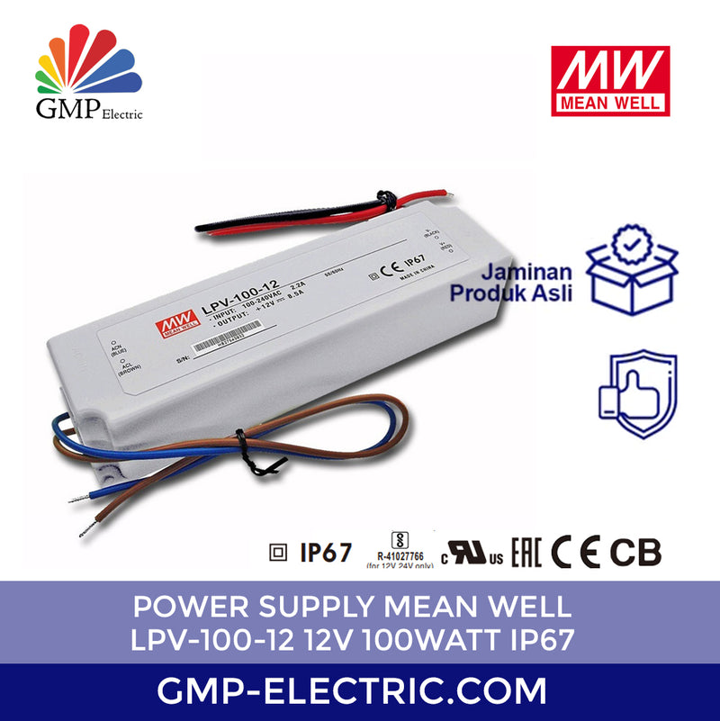 Power Supply Mean Well LPV-100-12 12V 100Watt IP67