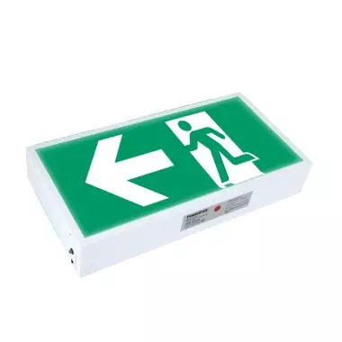Powercraft Emergency Exit Running Man with Direction to Left (Single Sided - Surface Box Led) EXB-LED-M-SL-RM