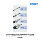 Proximity Switch Omron E2B-S08KS02-WP-C1,M08, Shielded, 10-30VDC 3Wire Sensing 2 mm, NPN NO Prewired