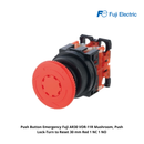 Push Button Emergency Fuji AR30 VOR-11R Mushroom, Push Lock-Turn to Reset 30 mm Red 1 NC 1 NO