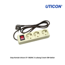 Stop Kontak Uticon ST-1382NC 3 Lubang Cream OB+Saklar