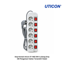 Stop Kontak Uticon ST-1682 SW 6 Lubang Grey OB+Pengaman+Saklar Tersendiri+Kabel