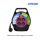 Kabel Rol Uticon CR-2815 4 Lubang, 2P+E 15 mtr Black