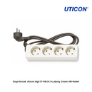 Stop Kontak Uticon Segi ST-148 SC 4 Lubang Cream OB+Kabel